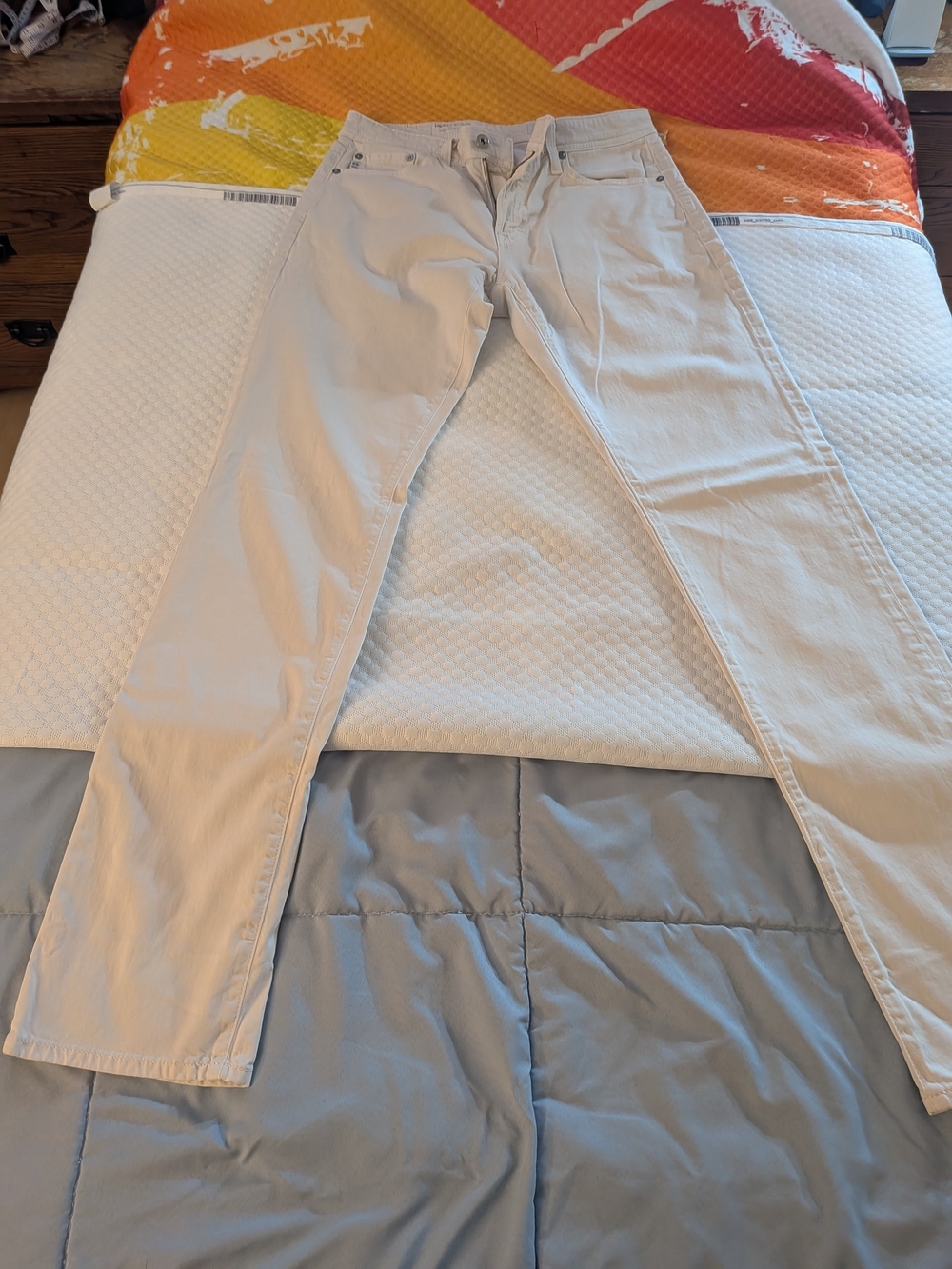 Ag Adriano Goldschmied Everett Slim Straight Pants in Light Beige